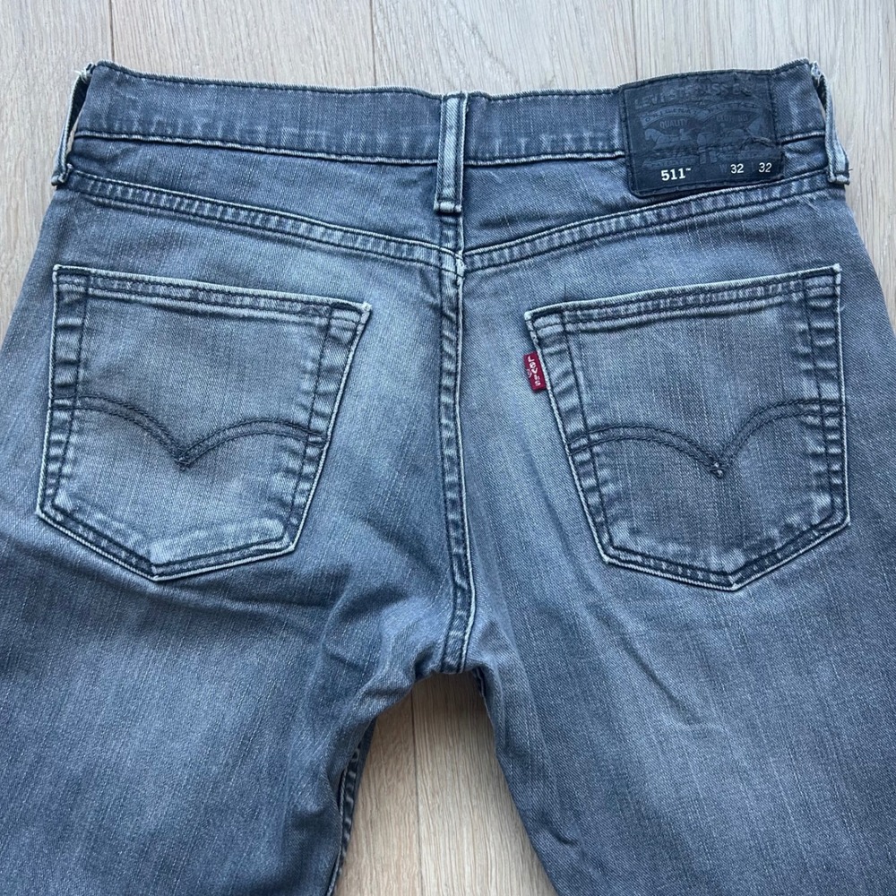 Levi's 511 Slim Fit Jeans 32x29‎ Gray Charcoal Stonewash Denim Casual Classic - Picture 6 of 13